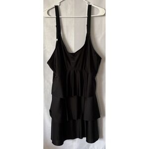BLACK One Piece Tiered Swimsuit‎ Bathing Suit TOP OR SWIM DRESS Skirted COVERUP